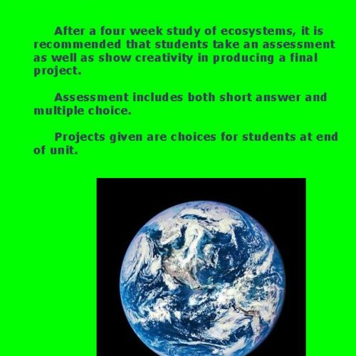ECOSYSTEMS UNIT ASSESSMENT & PROJECTS (5TH GRADE) - Classful