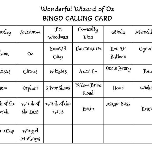 The Wonderful Wizard of Oz BINGO Game's featured image