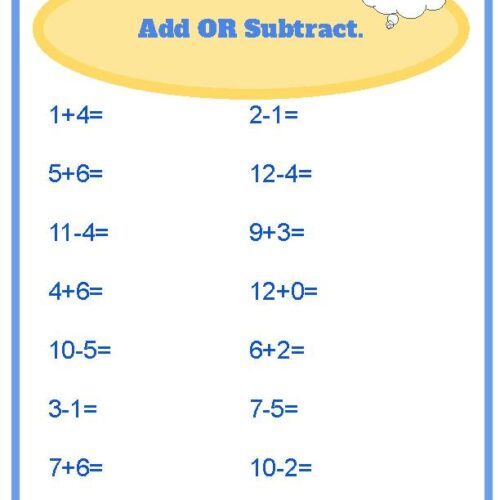 Addition & Subtraction Worksheet's featured image