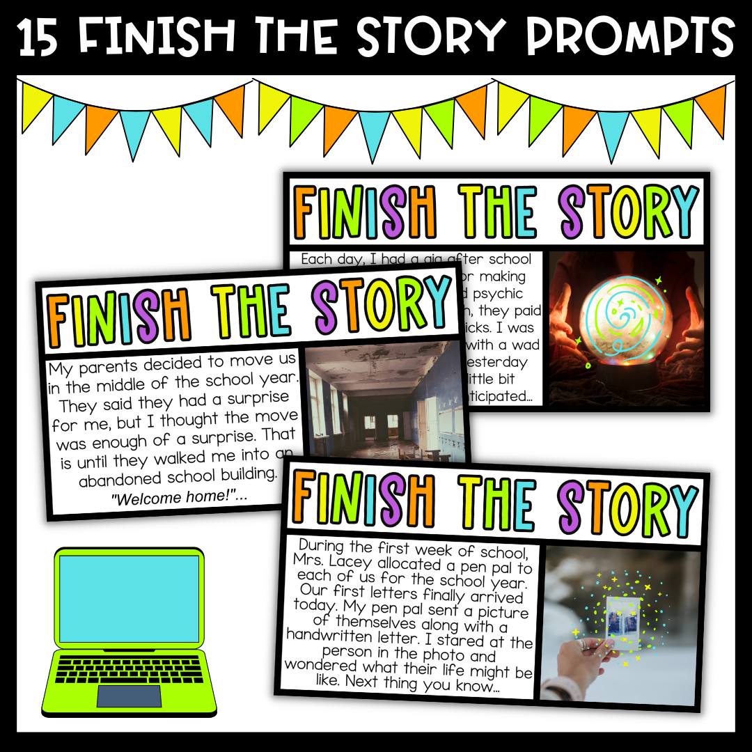 Editable Finish the Story Narrative Writing Prompts - Back to School ...