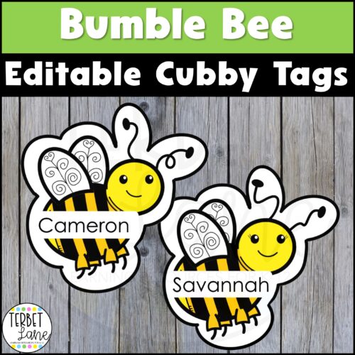 Editable Bumble Bee Cubby Tags's featured image