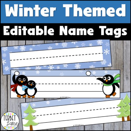 Editable Desk Name Tags | Winter Themed Desk Name Plates's featured image