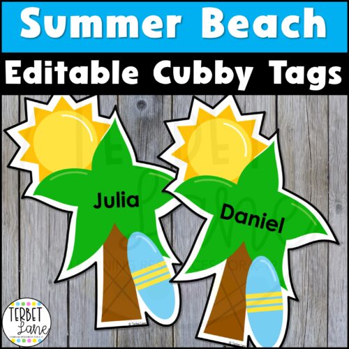 Editable Summer Beach Cubby Tags | Locker Labels's featured image