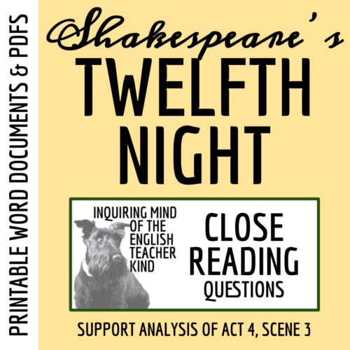 Twelfth Night Act 4 Scene 3 Close Reading Analysis Worksheet's featured image
