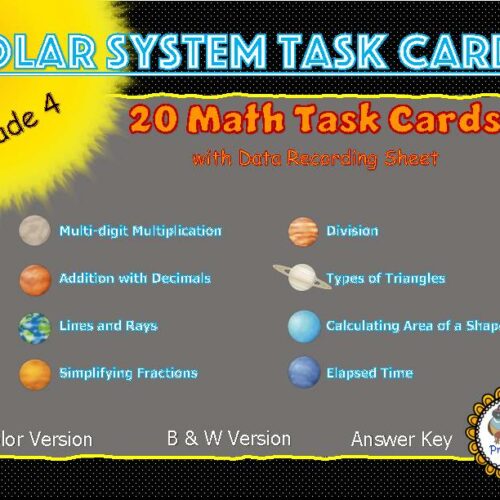 Grade 4 Solar System Math Task Cards's featured image