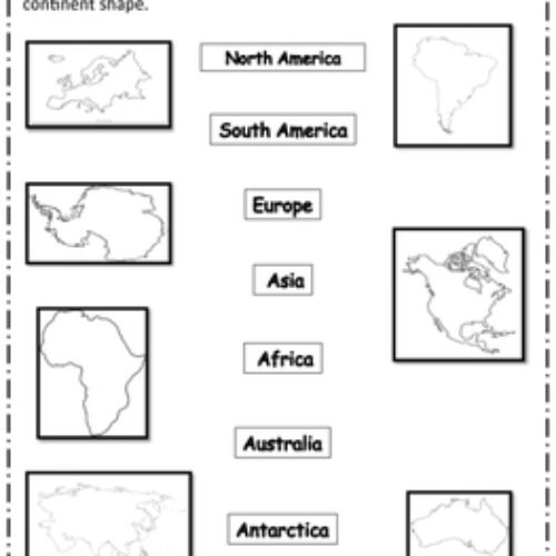 Continents and Oceans Mini Booklet and Worksheets - Classful