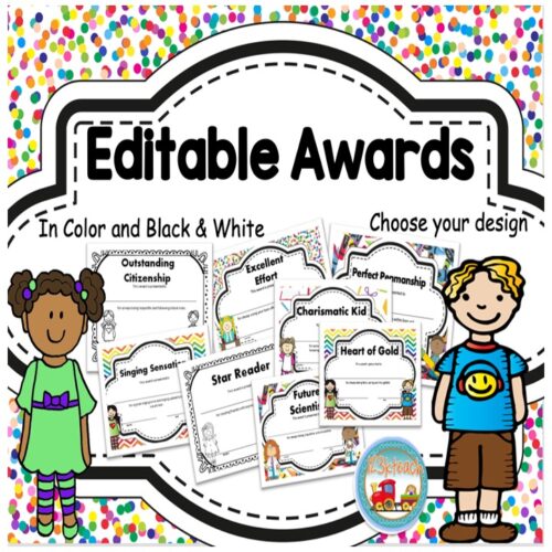 End Of Year Awards, EDITABLE Certificates, Color/ Black & White ...