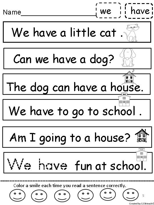 Sight Word Kindergarten Sentence Fun - Classful