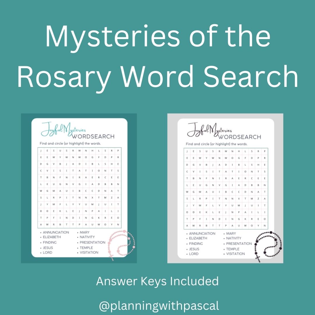 Mysteries Of The Rosary Word Search Classful