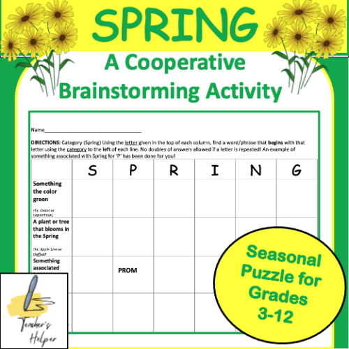 Spring Cooperative Brainstorming Puzzle (Advisory or Homeroom class-Grades 4-12)'s featured image