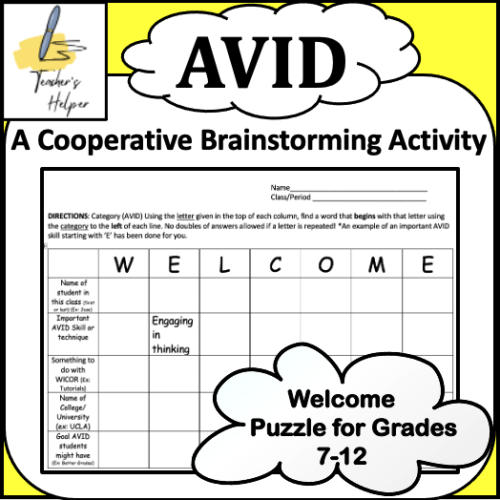 Welcome to AVID Class Cooperative Brainstorming Activity-Grades 4-12's featured image