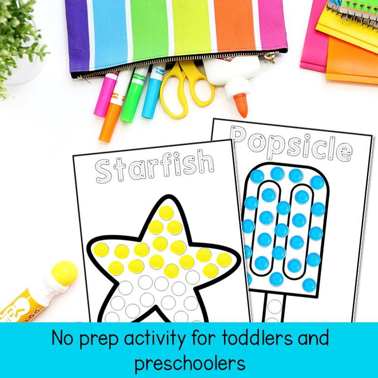 Summer No Prep Dot Marker Pictures for Preschool and Toddlers - Classful
