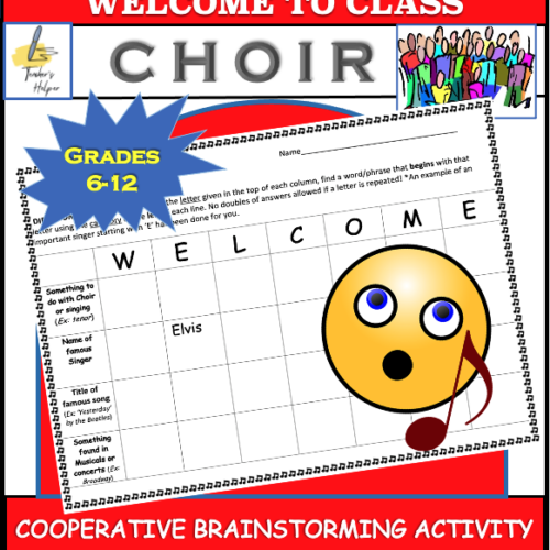 Choir: A Welcome to Class Cooperative Brainstorming Activity (Grades 6-12)'s featured image