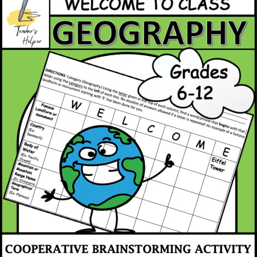 Geography: A WELCOME to Class Cooperative Brainstorming Activity (Grades 6-12)'s featured image