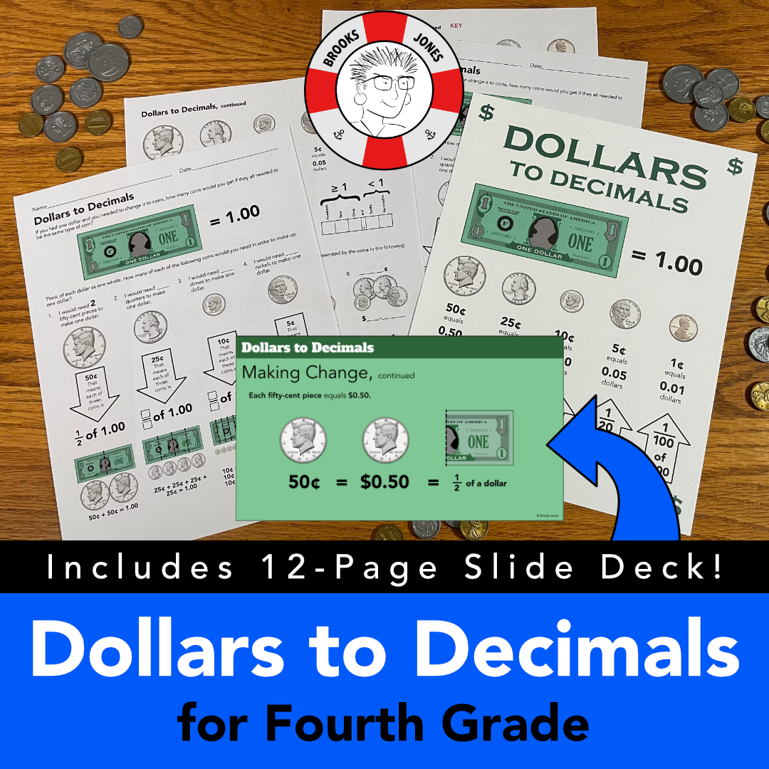 Dollars to Decimals: Introduction to Decimals Scaffolded Practice Activity for Grade 4