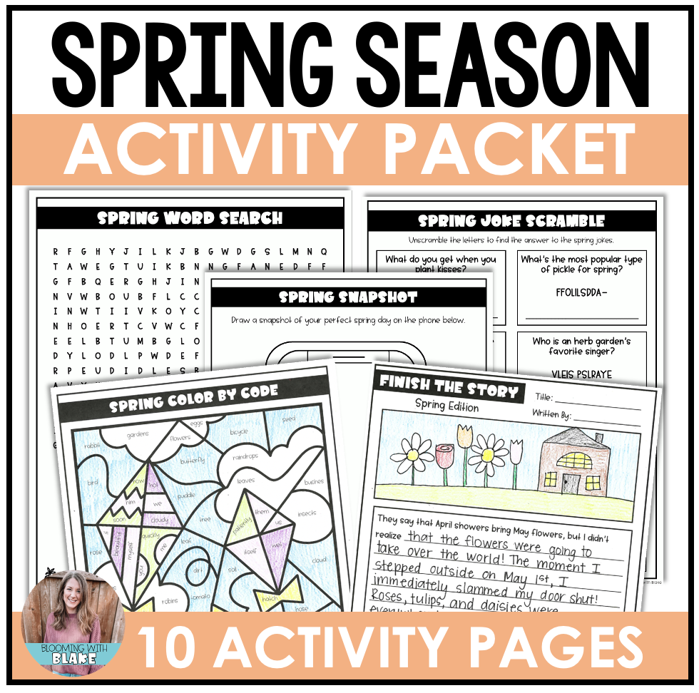 Spring Activities No Prep Packet - Writing, Grammar, and Fun Worksheets