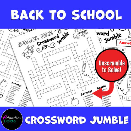Back to School | Crossword Jumble Puzzle | Word Scramble | Word Game Activity's featured image