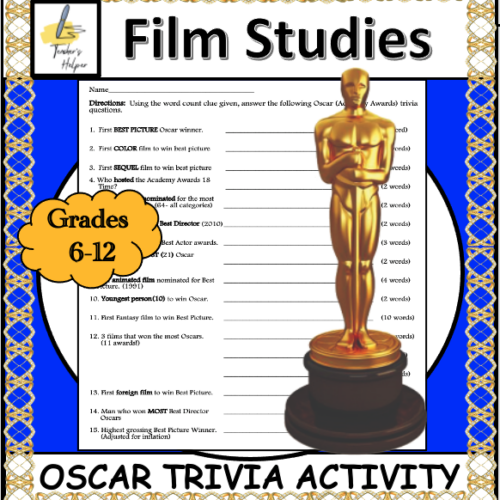 OSCAR Trivia Puzzle-Film Studies/Advisory/Homeroom (grades 6-12)'s featured image
