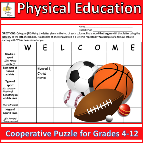 PHYSICAL EDUCATION: Welcome to Class Cooperative Brainstorming Activity (Grades 4-12)'s featured image