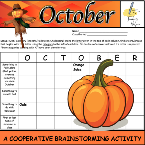 October: A Halloween/Fall Cooperative Brainstorming Activity (Grades 4-12)'s featured image