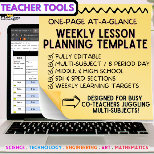 Editable Google Docs Weekly Lesson Plan Template Middle High School Co-Teachers's featured image