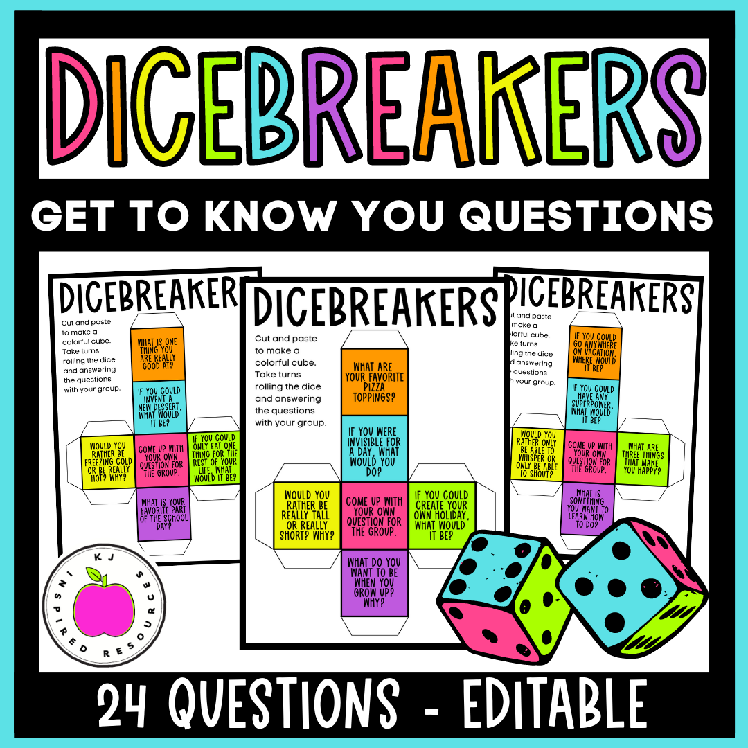Dicebreakers Getting to Know You Question Activity - Back to School  Icebreaker - Classful