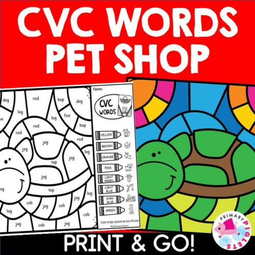 CVC Words Color by Code CVC Words Activities CVC Words Worksheets Morning Work Literacy Centers Reading Coloring Pages's featured image