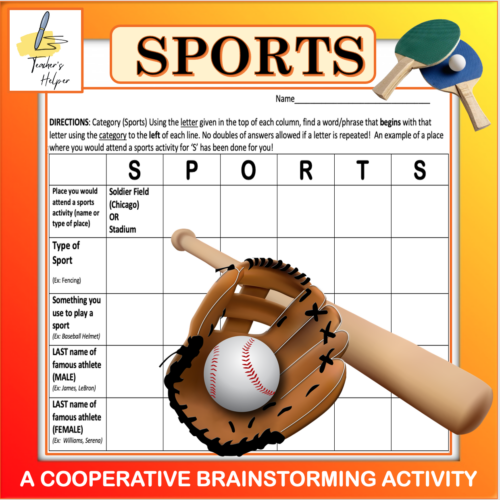 Physical Education: 'SPORTS'--A Cooperative Brainstorming Activity (Grades 4-12)'s featured image