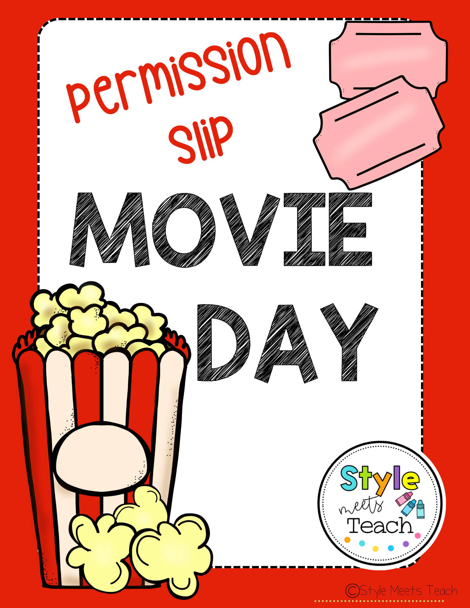 Editable Classroom Movie PermissionSlip Classful