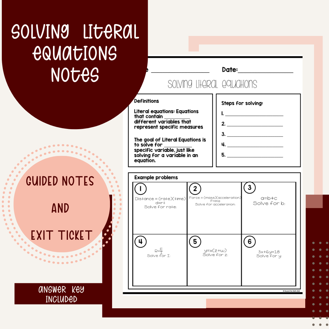 Solving Literal Equations Notes-TEKS A.12E