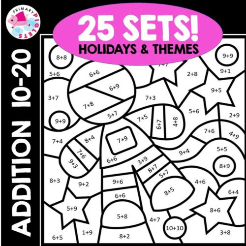 Addition Color by Code Addition Color by Number Addition to 20 Addition Sums 10-20 Math Coloring Sheets Addition Facts's featured image