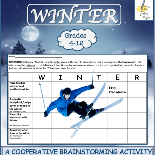Winter- A Cooperative Brainstorming Activity (Grades 4-12) - Classful